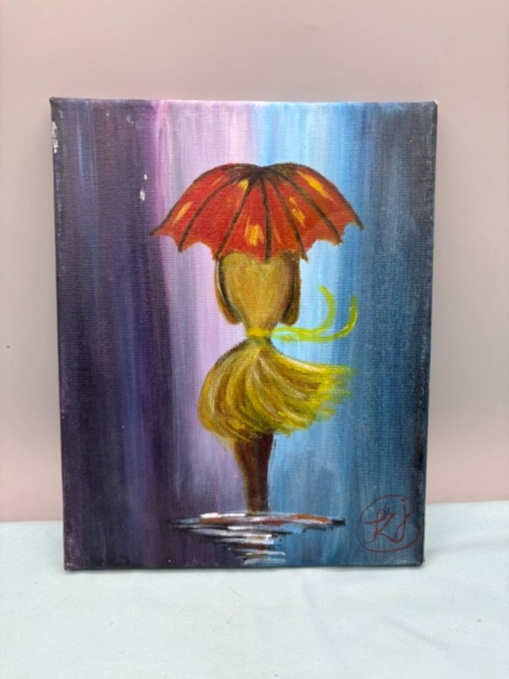 Red Umbrella Sandra Dixon Art Canvas Painting